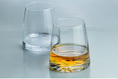 Verre à Whisky "Mont Fuji" <br> Base Façonnée et Coffret en Bois