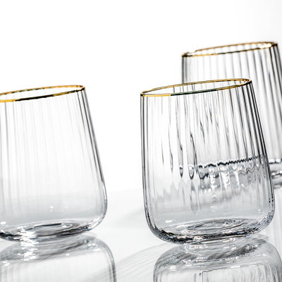 Verre à Whisky Doré "Rayures Japonaises" | Cristal Sky