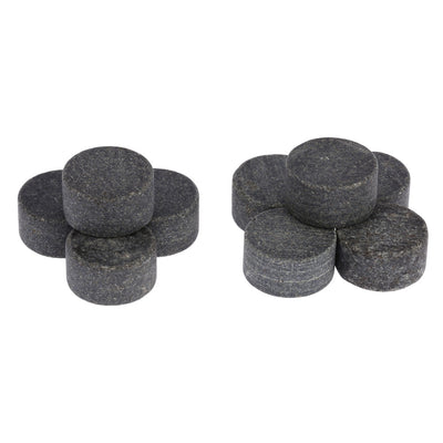 9 pierres à whisky cylindriques en granite noir avec sachet en tissu