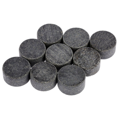 9 pierres à whisky cylindriques en granite noir avec sachet en tissu