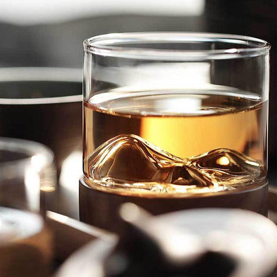 Verre à Whisky "Trois pics" Base Noyer Noir | Cristal Sky