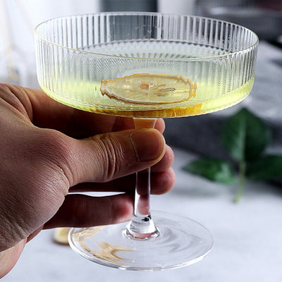 Verre à Cocktail Coupe Carrée Striée