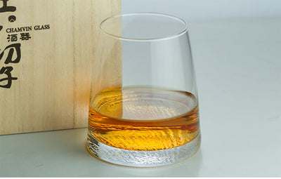 Verre à Whisky "Mont Fuji" <br> Base Façonnée et Coffret en Bois