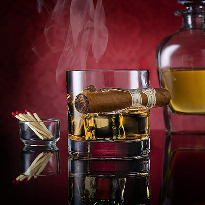 Verre à Whisky Porte Cigare <br> Fond Rond
