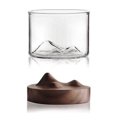 Verre à Whisky "Trois pics" Base Noyer Noir | Cristal Sky