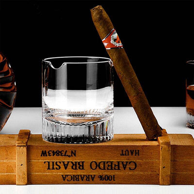 Verre à bourbon Porte Cigare Double Encoche boite | Cristal Sky