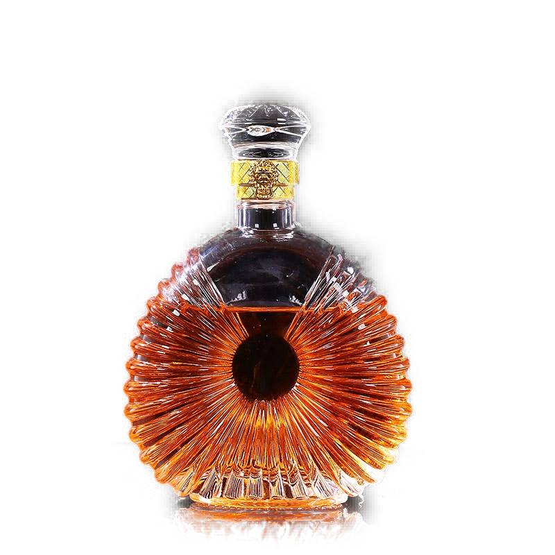 Carafe à whisky Couronne Striée remplie, stries rayonnantes et centre en verre plein