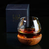 Verre à Whisky à Fond Rond et son Socle en Bois | Cristal Sky