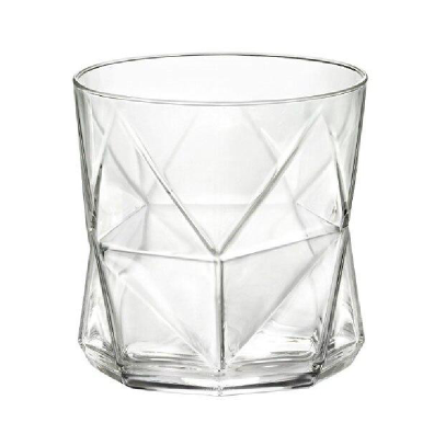 Verre à whisky Origami transparent à grandes facettes géométriques triangulaires