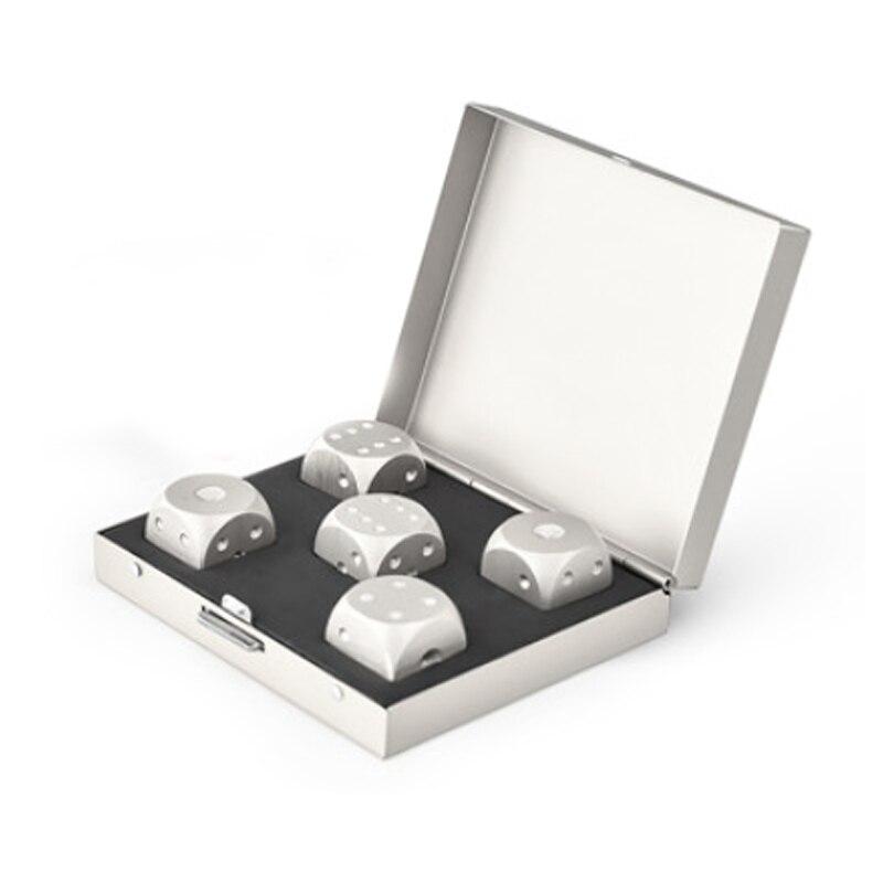 Coffret de 5 pierres à whisky en forme de dés en aluminium, thème casino