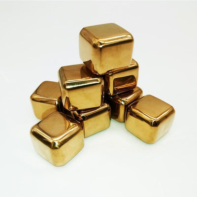 Pierres à Whisky Cubiques Dorées | Cristal Sky