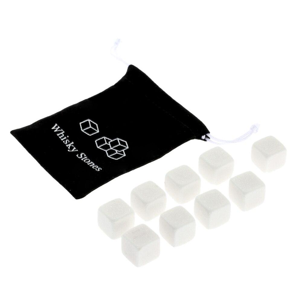 Pierres à whisky en cubes de granite blanc naturel avec sachet en tissu