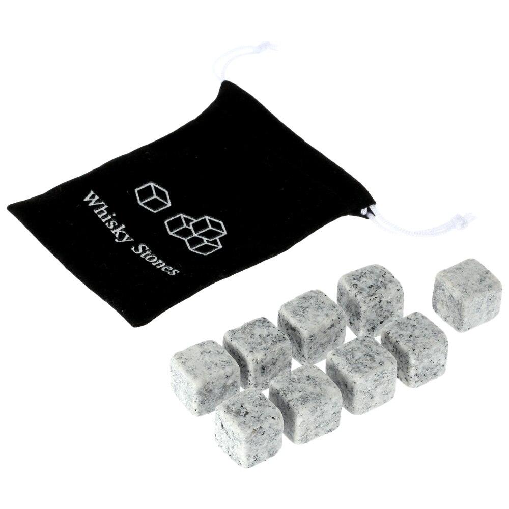 Pierres à whisky en cubes de granite gris anthracite avec sachet en tissu