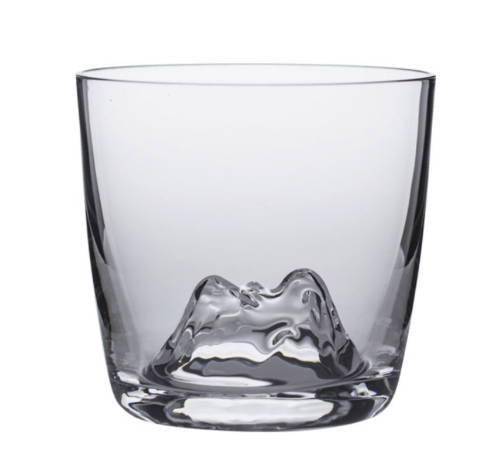 Verre à whisky japonais Chaîne de Montagne, relief de sommets moulé au fond du verre
