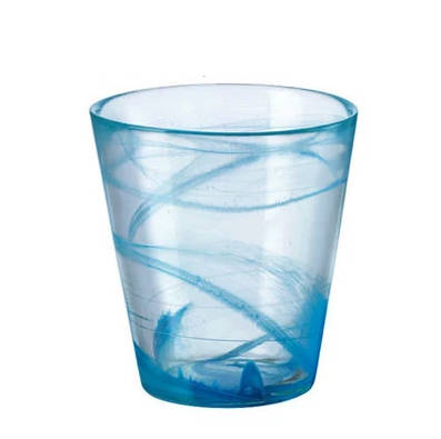 Verre à whisky Voile Bleu — tumbler conique avec un voile laiteux bleu tourbillonnant dans la masse
