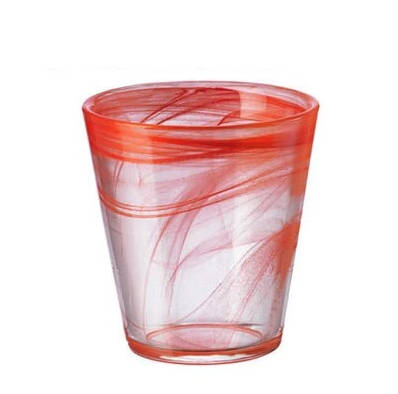 Verre à whisky Voile Rouge — voile laiteux rouge tourbillonnant dans la masse d'un tumbler conique