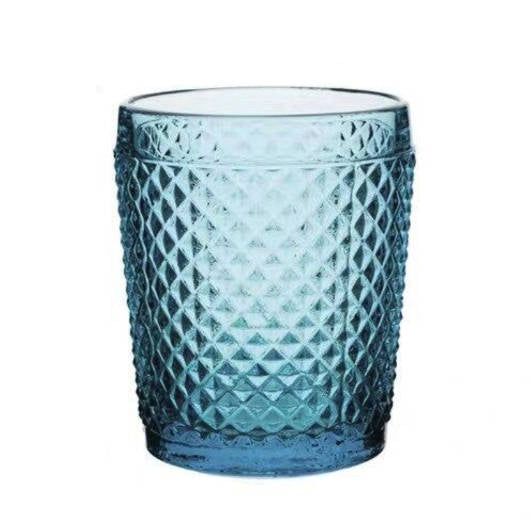 Verre à whisky Bleu Perlé — tumbler teinté bleu à relief de pointes de diamant serrées