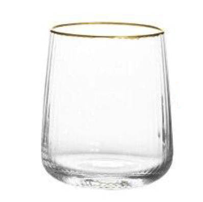 Verre à whisky Rayures Japonaises doré — tumbler galbé à nervures optiques et liseré doré