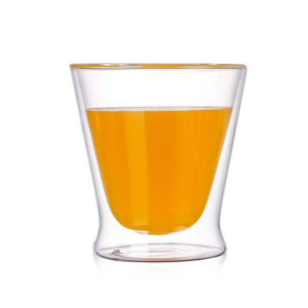 Verre à whisky double paroi isolant, silhouette galbée, whisky flottant