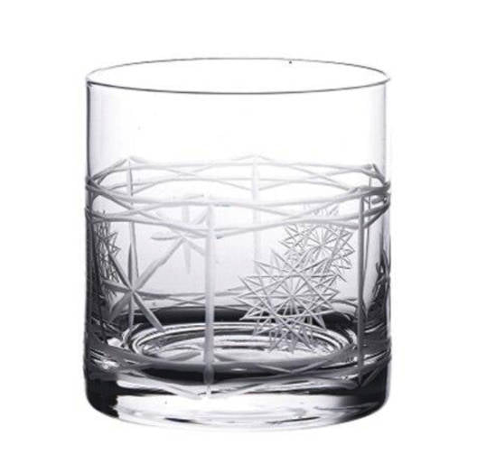 Verres à whisky gravés Étoiles Scintillantes, motif d'étoiles givrées autour du verre