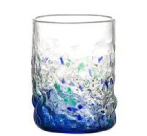 Verre à whisky Rugueux Fond Marin bleu clair — relief rocheux et mouchetures bleu-vert