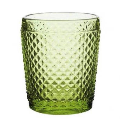 Verre à whisky Vert Perlé — tumbler teinté vert à relief de pointes de diamant serrées