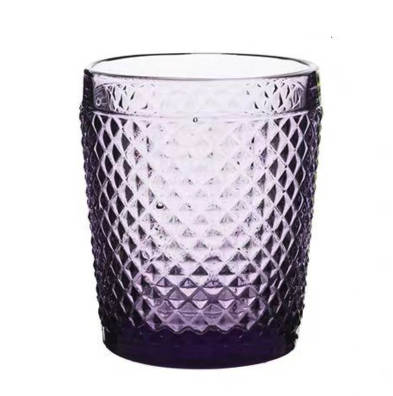 Verre à whisky Violet Perlé — tumbler teinté violet à relief de pointes de diamant serrées